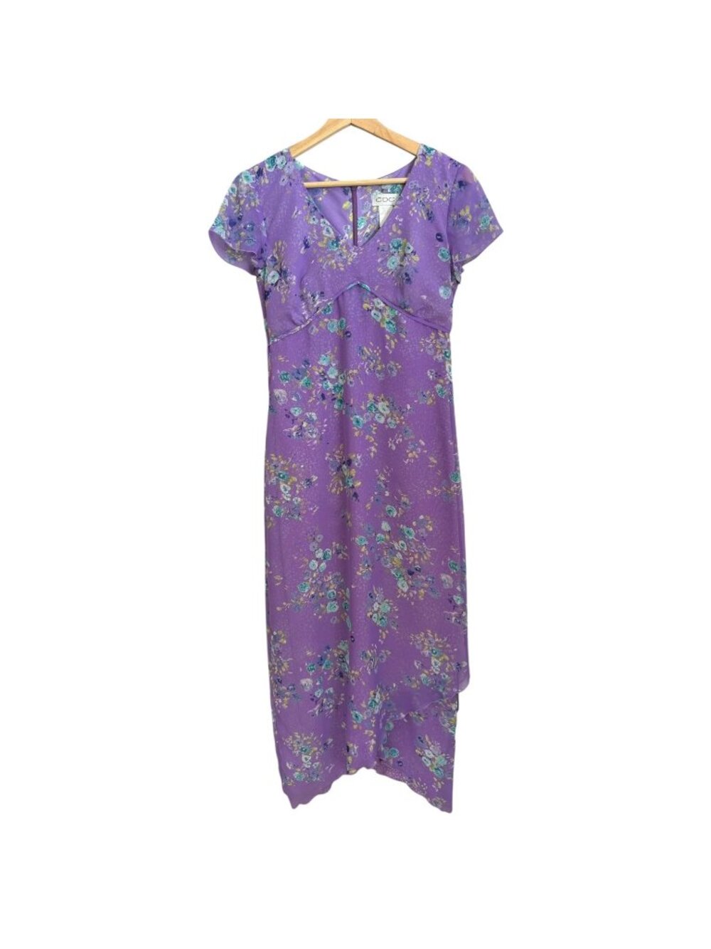 Vintage Y2K Deadstock Cottagecore Babydoll Floral Midi Dress‎ Purple Size 4